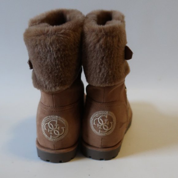 NWD GUESS FAUX SUEDE/FUR ZIP-UP BUCKLE BOOTIES 8.5 - Picture 5 of 8